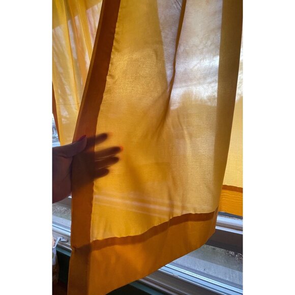 Vintage 60s curtain, pleated sheer panel, golden yellow, PAIR OR SINGLE PANEL - Picture 3 of 10